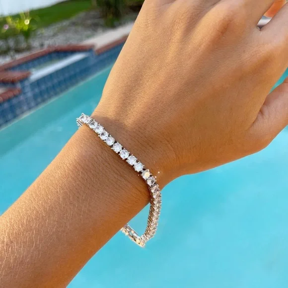 Rhodium Plate Tennis Bracelet - Picture 4 of 5